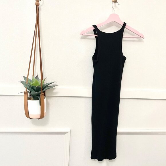 RE/DONE Black Sleeveless Ribbed Tank Knee Length Dress Size S - Picture 5 of 5